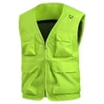 thumbnail image 1 of Lightweight Outdoor Vest for Men Sleeveless Solid Color Coat for Men Zip up V Neck Fishing Vest with 4 Pockets Cargo Vest Jacket Travel Hunting Camping Outerwear Green L, 1 of 8