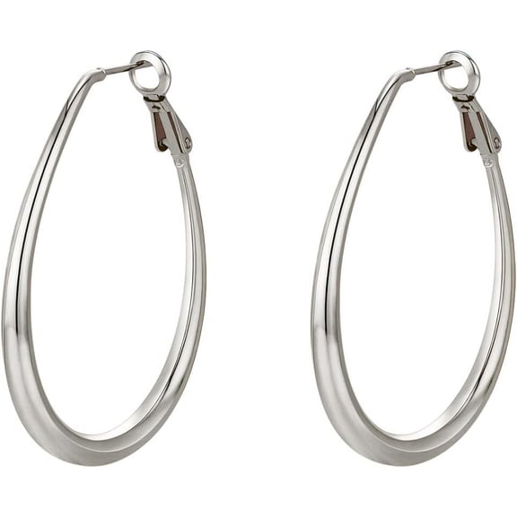 Lightweight Oval Hoop Earrings For Women - 14K Gold Plated, Rose Gold Plated And Sterling Silver Plated Large Oblong Hoop Earrings For Women Statement Jewelry Gift[Z1889]