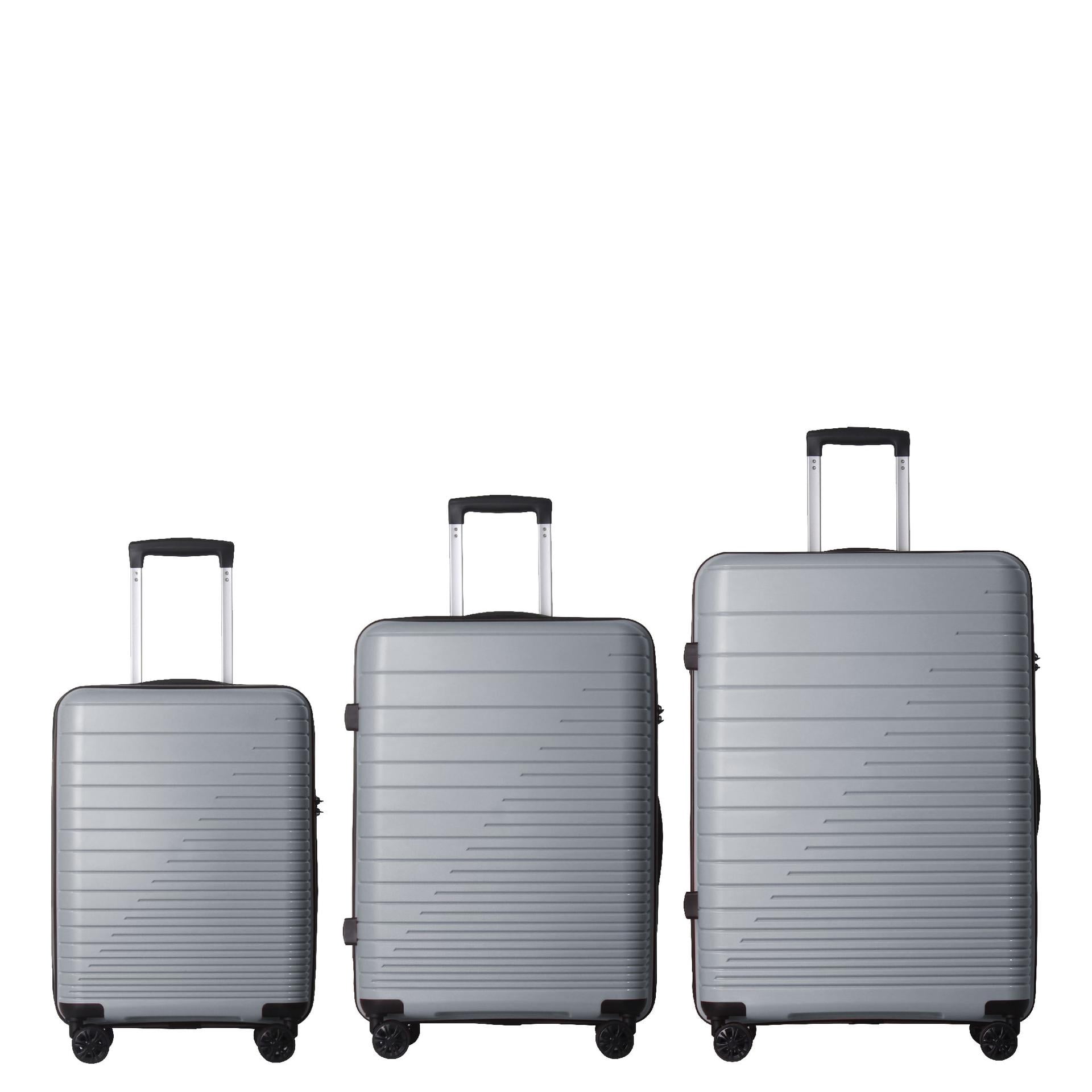 Lightweight PP Hardshell Luggage Set of 3 with 20" 24" 28", Modern Suitcase with 3-Step Push Botton Handle & TSA Lock