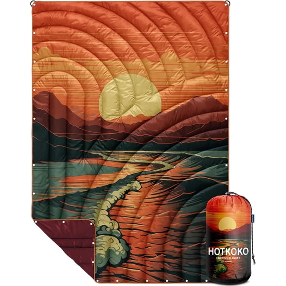 Lightweight Packable Camping Blanket 52x75 Inches Sunset Sea