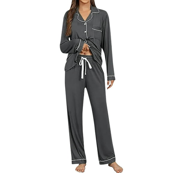 Lightweight Pajamas for Women Summer Sets Women 2 Piece Outfits Cozy Women's Pajama Sets Long Sleeve Stylish Trousers Comfortable Home Attire for Leisure Sleepwear and Everyday Relaxation