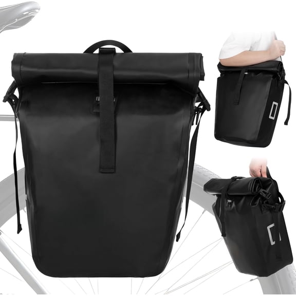 Lightweight  Pannier Bag - 27L Expandable Weather-Resistant Storage, 550D Durable PVC with Reflective Safety Strips, Multi-Functional Rack/ Bag for Commuting/Travel/Cycling
