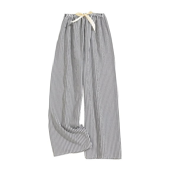 Lightweight Pants Women New Loose Striped Pajama Pants for Women Fall Comfy Sleep Bottoms Drawstring Casual Wide Leg Lounge Trousers White One Size