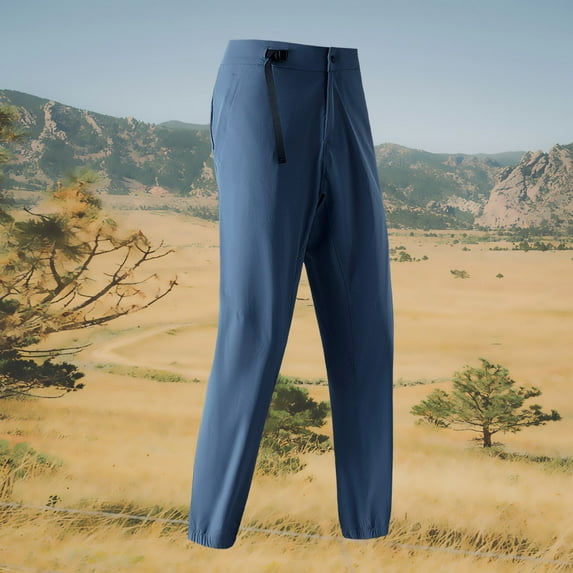 Lightweight Pants for Men Tapered Leg Drawstring Mid Waisted Hiking Pant with Pockets Casual Solid Color Breathable Windbreaker Climbing Trousers