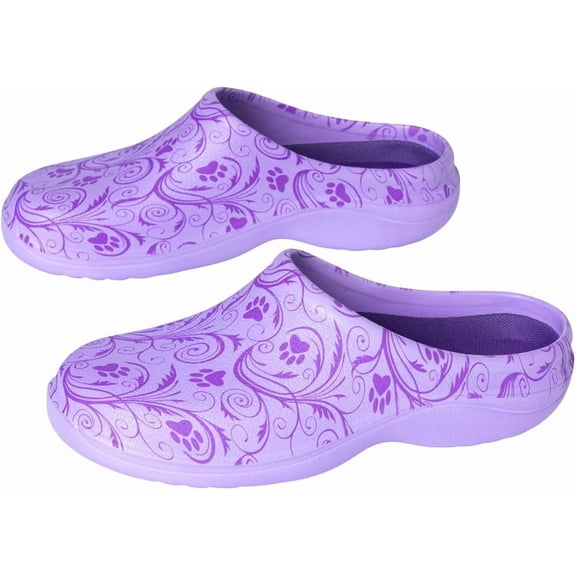 Lightweight Paw Print Garden Clogs Comfortable & Breathable Slip-On Shoes for Gardening