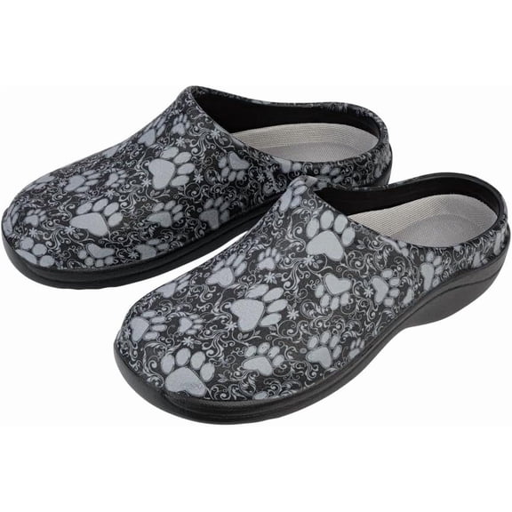 Lightweight Paw Print Garden Clogs Comfortable & Breathable Slip-On Shoes for Gardening