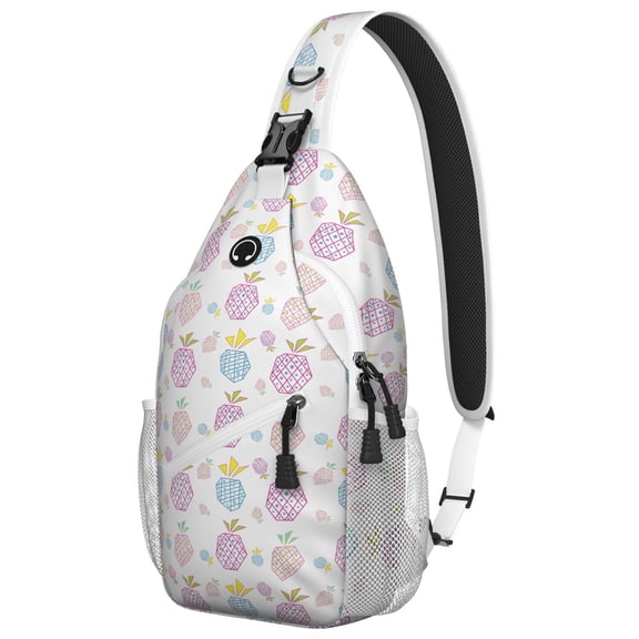 Lightweight Pineapple Print Sling Backpack for Travel and Outdoor Activities, Multi-Functional Crossbody Bag with Layered Storage, Trendy Tropical Fruit Pattern for Pineapple Lovers