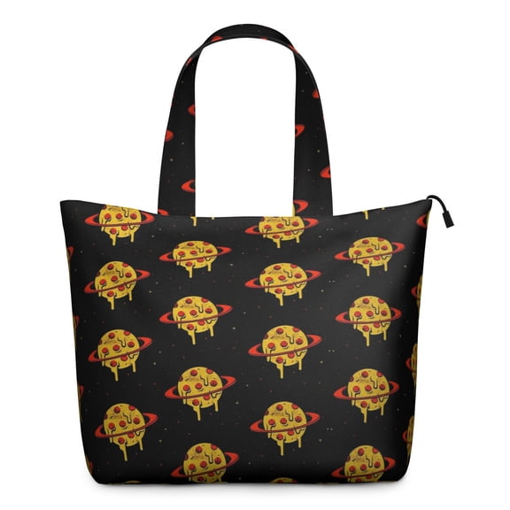 Lightweight Pizza Foodie Carry-On Bag - Travel-Friendly Zippered Tote with Interior Pockets, Perfect for Gym, Work & Overnight Trips
