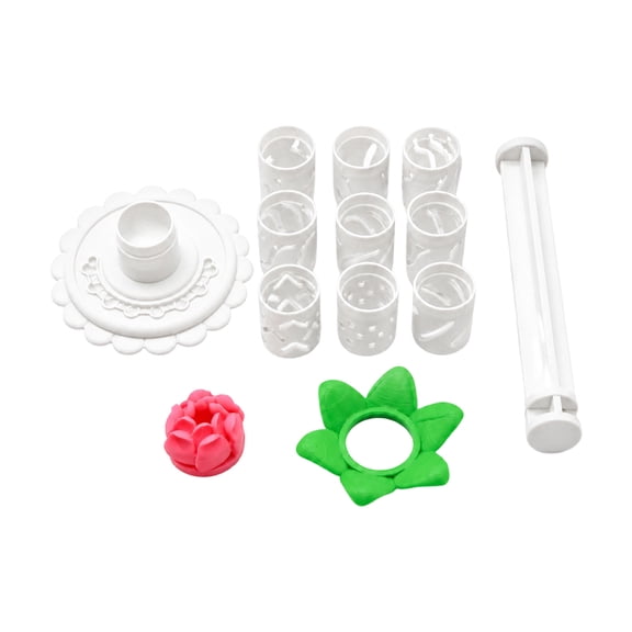 Lightweight Plastic Clay Flower Cutter Set with Shaping Base Manual Petal Making Mould for Pottery and Projects
