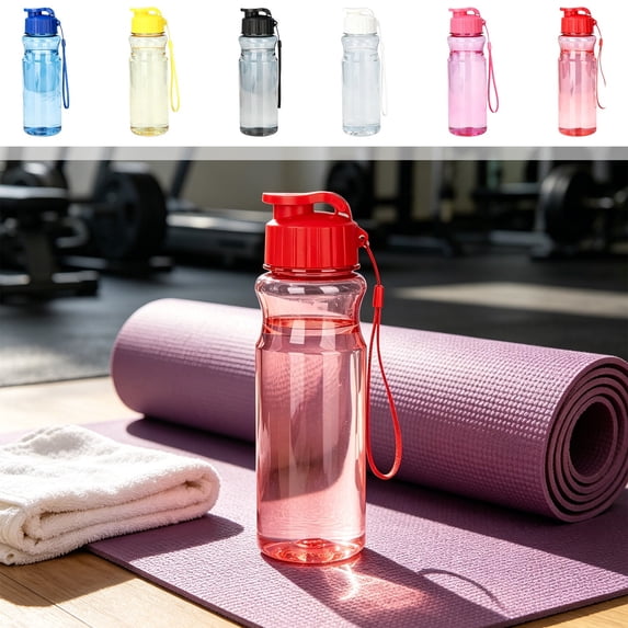 Lightweight Plastic Water Bottle With Leakproof Spout Lid and Carry Strap for Running Gym and Everyday Hydration