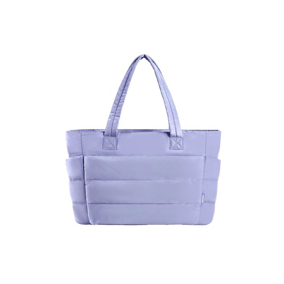 Lightweight Pleated Tote Bag for Women, Large Capacity Travel Work Beach Gym Bag, Soft Polyester with Wide Comfort Handle in Purple