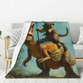 thumbnail image 1 of Lightweight Plush Fuzzy Cozy Soft Blankets Cat Dinosaur (4) Warm Plush Fluffy For Blanket Teen Girls Women Couch Bed Sofa Chair Men Boys Gift 80"X60", 1 of 5