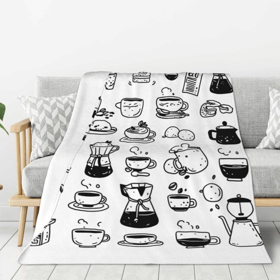 Lightweight Plush Fuzzy Cozy Soft Blankets Coffee Espresso Maker Pattern Warm Plush Fluffy For Blanket Teen Girls Women Couch Bed Sofa Chair Men Boys Gift 40"X30"