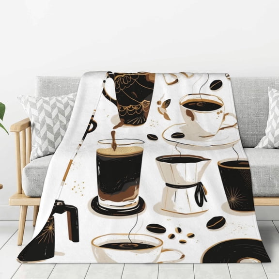 Lightweight Plush Fuzzy Cozy Soft Blankets Coffee Espresso Maker Pattern Warm Plush Fluffy For Blanket Teen Girls Women Couch Bed Sofa Chair Men Boys Gift 40"X30"