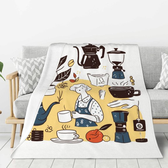 Lightweight Plush Fuzzy Cozy Soft Blankets Drip Coffee Maker Pattern Warm Plush Fluffy For Blanket Teen Girls Women Couch Bed Sofa Chair Men Boys Gift 40"X30"
