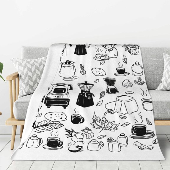 Lightweight Plush Fuzzy Cozy Soft Blankets Drip Coffee Maker Pattern Warm Plush Fluffy For Blanket Teen Girls Women Couch Bed Sofa Chair Men Boys Gift 40"X30"