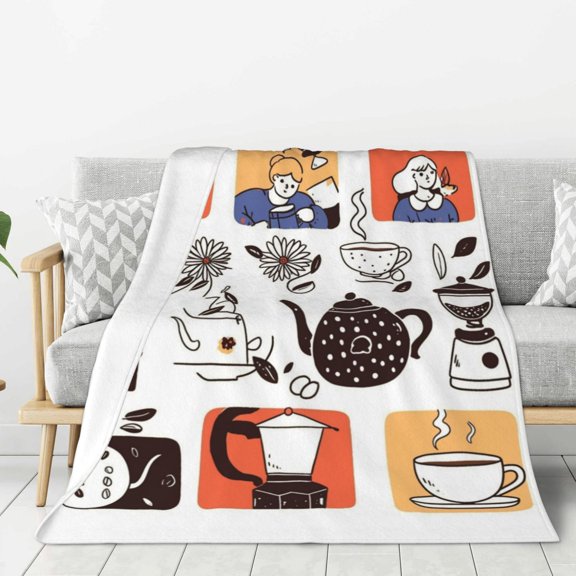 Lightweight Plush Fuzzy Cozy Soft Blankets Drip Coffee Maker Pattern Warm Plush Fluffy For Blanket Teen Girls Women Couch Bed Sofa Chair Men Boys Gift 40"X30"