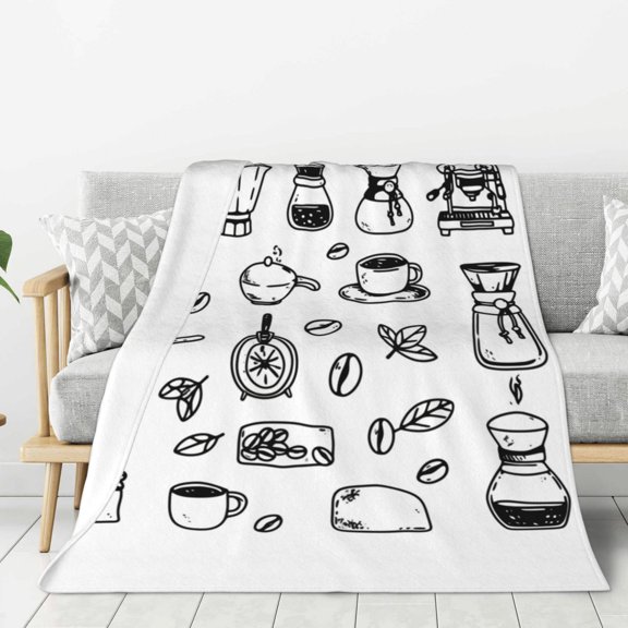 Lightweight Plush Fuzzy Cozy Soft Blankets Drip Coffee Maker Pattern Warm Plush Fluffy For Blanket Teen Girls Women Couch Bed Sofa Chair Men Boys Gift 60"X50"