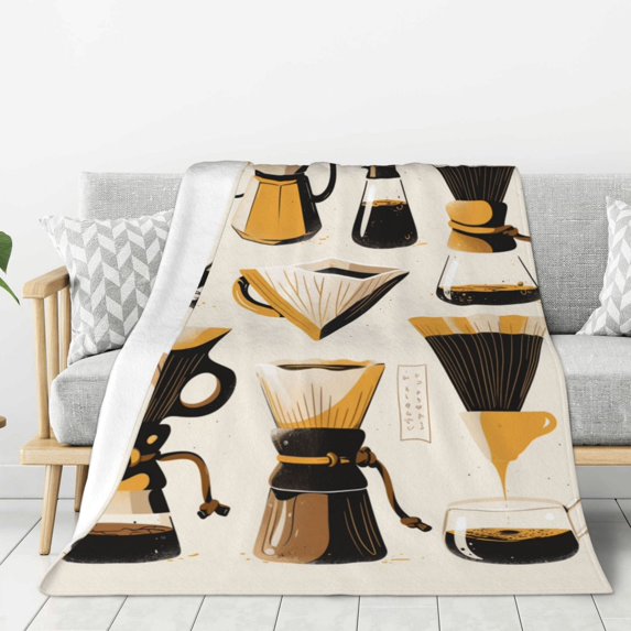 Lightweight Plush Fuzzy Cozy Soft Blankets Drip Coffee Maker Pattern Warm Plush Fluffy For Blanket Teen Girls Women Couch Bed Sofa Chair Men Boys Gift 60"X50"