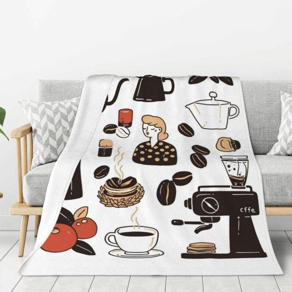 Lightweight Plush Fuzzy Cozy Soft Blankets Drip Coffee Maker Pattern Warm Plush Fluffy For Blanket Teen Girls Women Couch Bed Sofa Chair Men Boys Gift 80"X60"