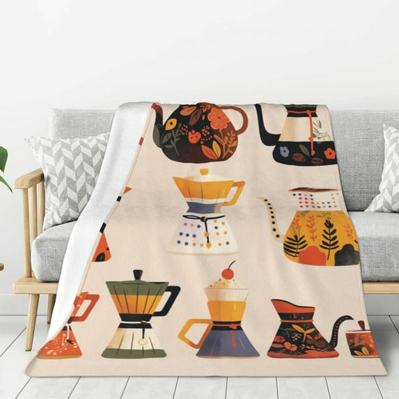 Lightweight Plush Fuzzy Cozy Soft Blankets Drip Coffee Maker Pattern Warm Plush Fluffy For Blanket Teen Girls Women Couch Bed Sofa Chair Men Boys Gift 80"X60"