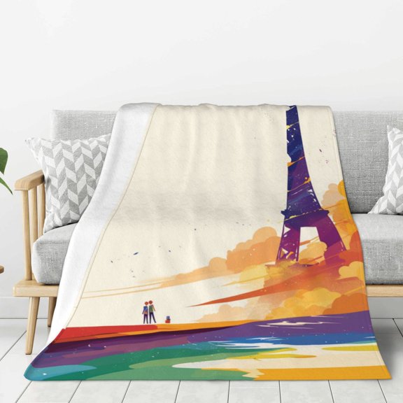 Lightweight Plush Fuzzy Cozy Soft Blankets Paris Pride Eiffel Tower Warm Plush Fluffy For Blanket Teen Girls Women Couch Bed Sofa Chair Men Boys Gift 40"X30"