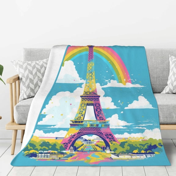 Lightweight Plush Fuzzy Cozy Soft Blankets Paris Pride Eiffel Tower Warm Plush Fluffy For Blanket Teen Girls Women Couch Bed Sofa Chair Men Boys Gift 40"X30"