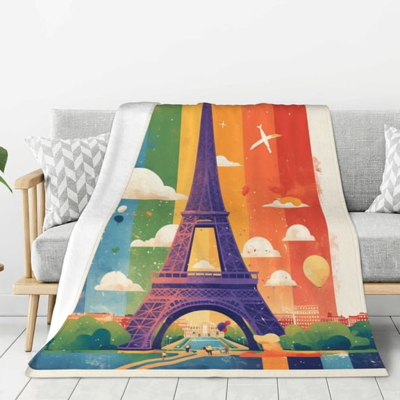 Lightweight Plush Fuzzy Cozy Soft Blankets Paris Pride Eiffel Tower Warm Plush Fluffy For Blanket Teen Girls Women Couch Bed Sofa Chair Men Boys Gift 40"X30"