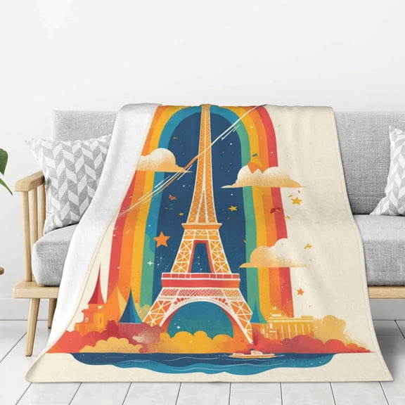 Lightweight Plush Fuzzy Cozy Soft Blankets Paris Pride Eiffel Tower Warm Plush Fluffy For Blanket Teen Girls Women Couch Bed Sofa Chair Men Boys Gift 40"X30"