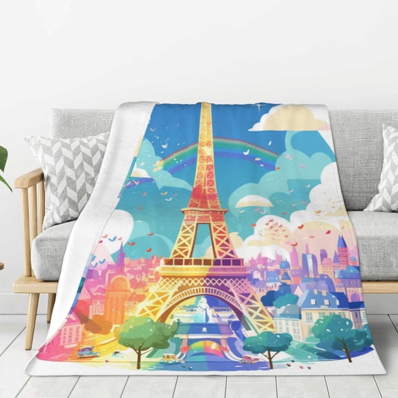 Lightweight Plush Fuzzy Cozy Soft Blankets Paris Pride Eiffel Tower Warm Plush Fluffy For Blanket Teen Girls Women Couch Bed Sofa Chair Men Boys Gift 40"X30"