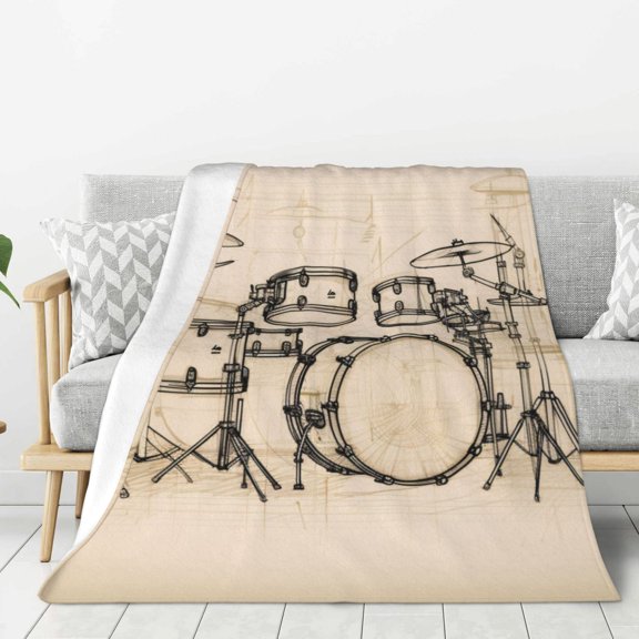 Lightweight Plush Fuzzy Cozy Soft Blankets Retro Drum Warm Plush Fluffy For Blanket Teen Girls Women Couch Bed Sofa Chair Men Boys Gift 40"X30"