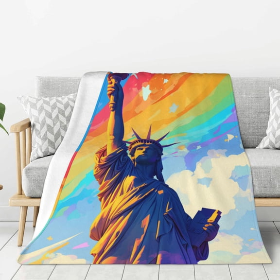Lightweight Plush Fuzzy Cozy Soft Blankets Statue Of Liberty Pride Warm Plush Fluffy For Blanket Teen Girls Women Couch Bed Sofa Chair Men Boys Gift 40"X30"