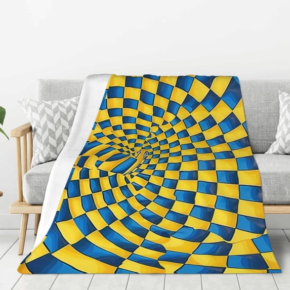 Lightweight Plush Fuzzy Cozy Soft Blankets Twisted Checkerboard Yellow Warm Plush Fluffy For Blanket Teen Girls Women Couch Bed Sofa Chair Men Boys Gift 40"X30"