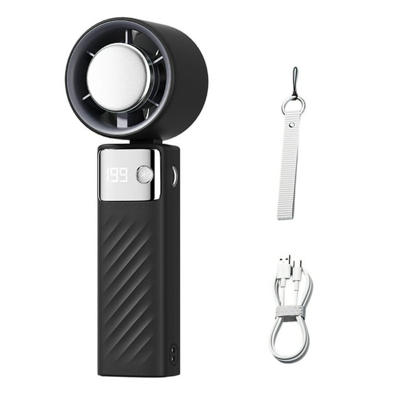 Lightweight Pocket Fan USB Rechargeable LED Display Fan High Speed Motor Cooling Device for Students and Office Workers