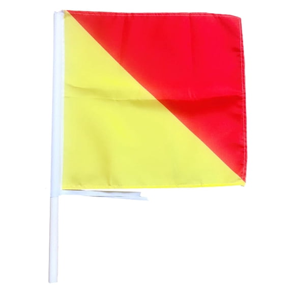 Lightweight Polyester Hand Flag With Handle, Water Resistant Small Signal Flag For Navy Training Ship, High Visibility Orange Yellow For Communication