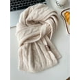thumbnail image 1 of French Retro Knitted Scarf - Chunky Cable Wool Blend Soft Warm Unisex Wrap for Winter,148*20,beige, 1 of 26