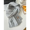 thumbnail image 1 of French Retro Knitted Scarf - Chunky Cable Wool Blend Soft Warm Unisex Wrap for Winter,148*20,gray, 1 of 25