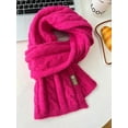 thumbnail image 1 of French Retro Knitted Scarf - Chunky Cable Wool Blend Soft Warm Unisex Wrap for Winter,148*20,rose red, 1 of 25