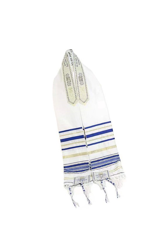 Lightweight Polyester Tallit Scarf With Tassels For Daily Prayers & Festivals Breathable Judaica Design