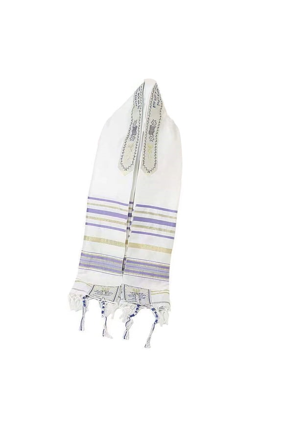 Lightweight Polyester Tallit Scarf With Tassels For Daily Prayers & Festivals Breathable Judaica Design