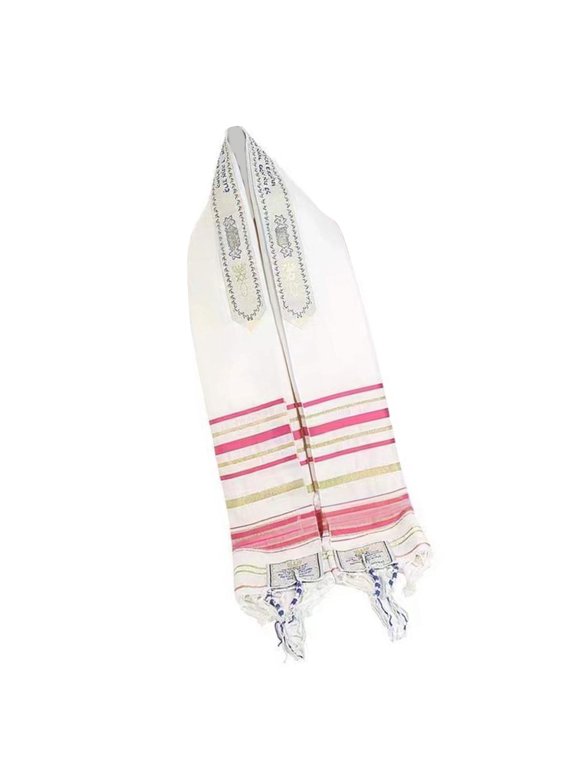 Lightweight Polyester Tallit Scarf With Tassels For Daily Prayers & Festivals Breathable Judaica Design