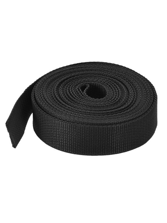 Lightweight Polypropylene Webbing Strap 1 1/2" 10 Yard Backpack Black for Luggage Cargo Straps