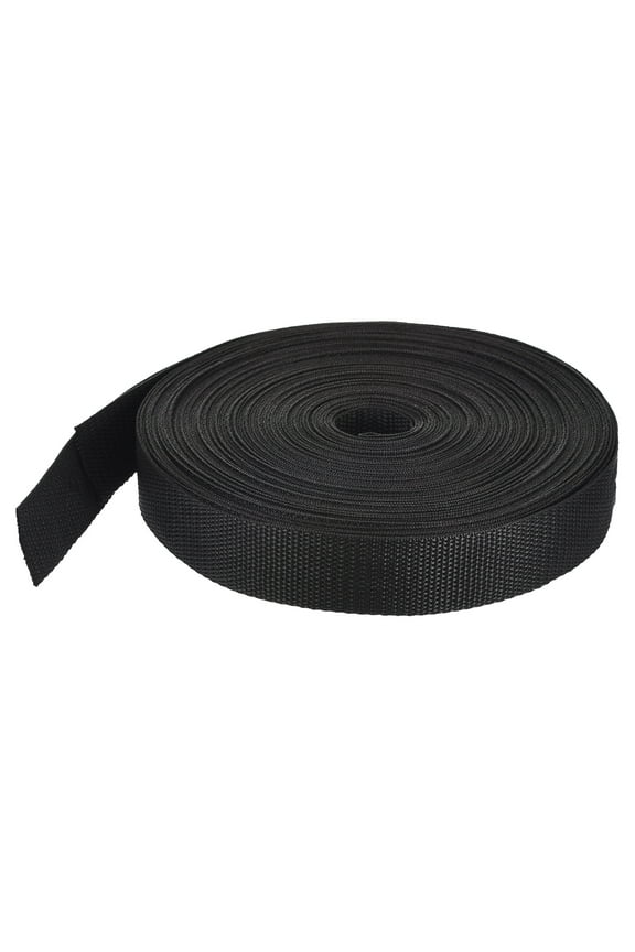 Lightweight Polypropylene Webbing Strap 1 1/2" 25 Yard Backpack Black for Luggage Cargo Straps