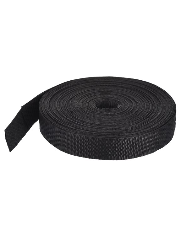 Lightweight Polypropylene Webbing Strap 1 1/4" 25 Yard Backpack Black for Luggage Cargo Straps