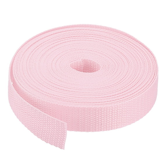 Uxcell Polypropylene Webbing Strap 1" 10 Yards Pink White Strapping Band