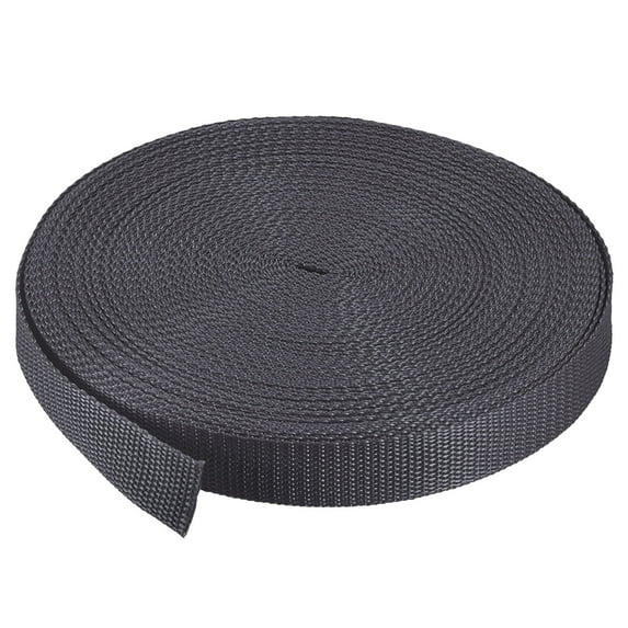 Lightweight Polypropylene Webbing Strap 1" 25 Yards Dark Grey Strapping Band for Outdoor