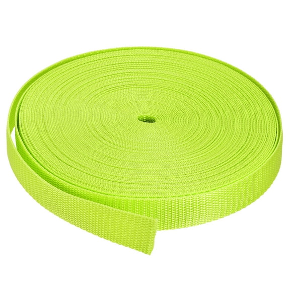 Lightweight Polypropylene Webbing Strap 1" 25 Yards Fluorescent Yellow Green Strapping Band for Outdoor