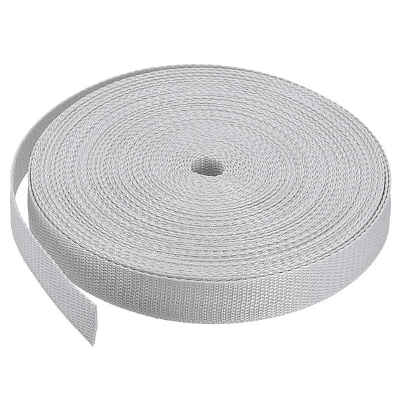 Lightweight Polypropylene Webbing Strap 1" 25 Yards Light Grey Strapping Band for Outdoor