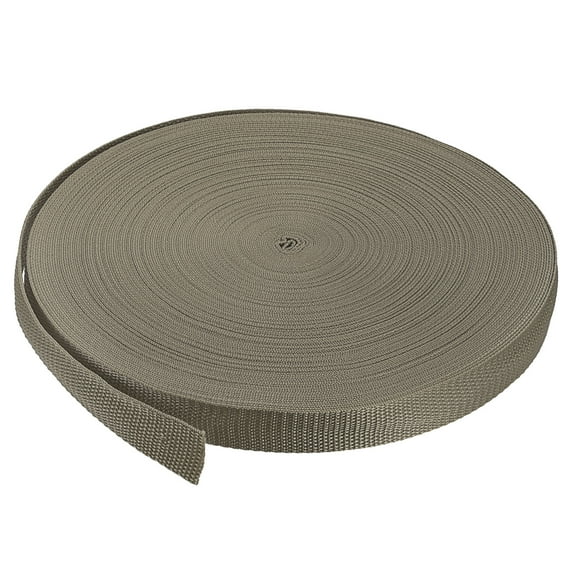 Lightweight Polypropylene Webbing Strap 1" 50 Yards Dark Khaki Strapping Band for Outdoor