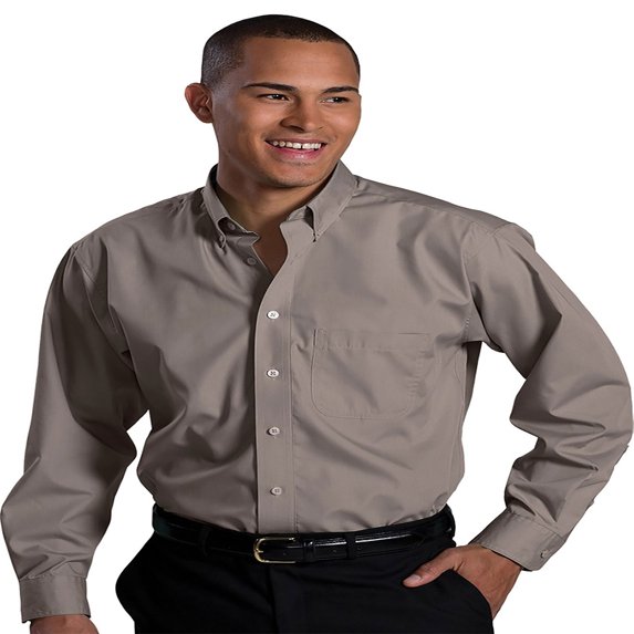 Edwards Men's Long Sleeve Soft Touch Poplin Shirt, 5XL T, MOCHA